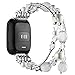 Simpeak Band Compatible with Fitbit Versa/Versa 2 / Versa Lite/Versa SE Smartwatch, Bracelet Elastic Beaded Pearl Band Replacement for Fitbit Versa,Women, White