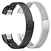 bayite Stainless Steel Bands Compatible Fitbit Alta and Alta HR, Milanese Loop Women Men Pack of 2, Silver and Black 5.5