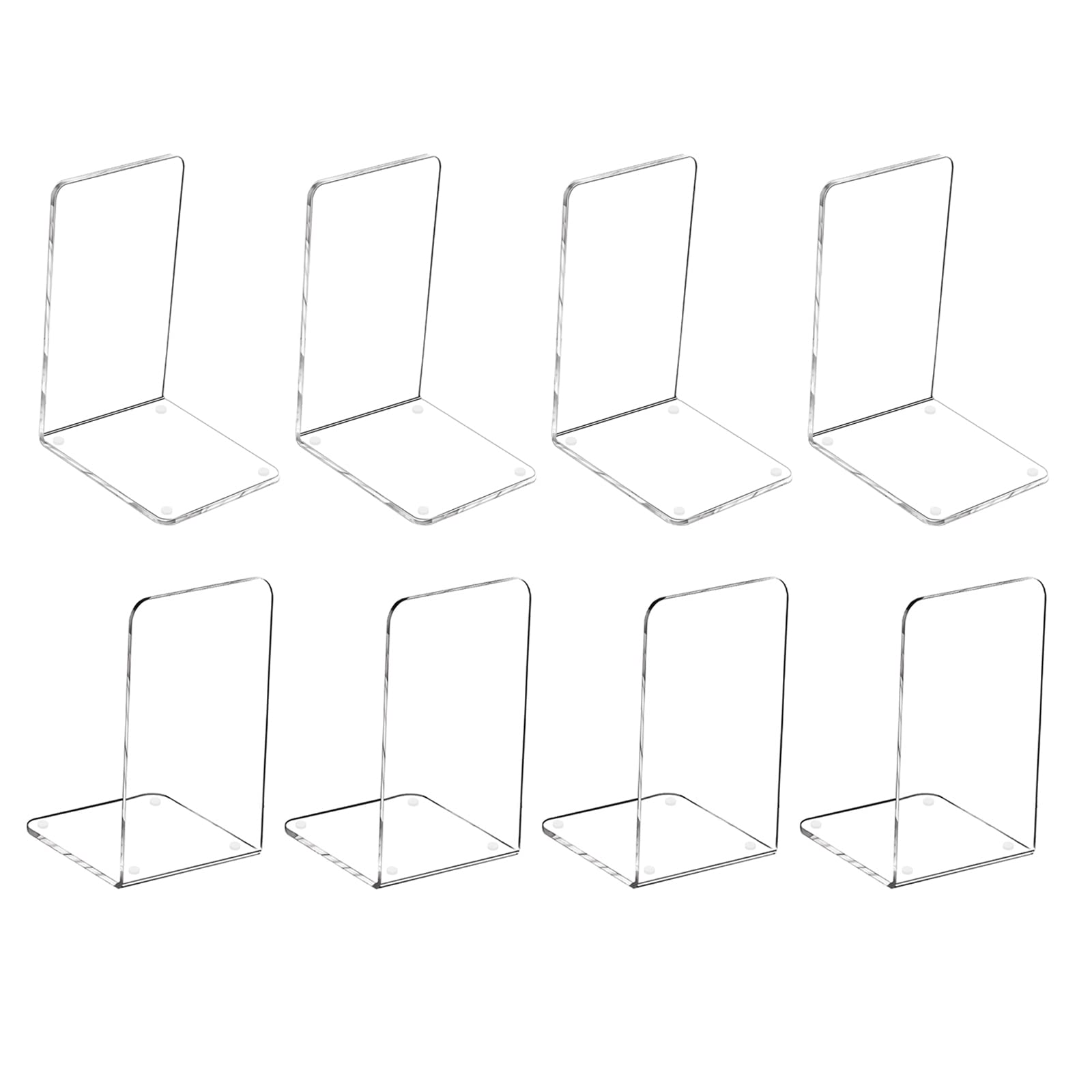 MerryNine Plastic Acrylic Bookends Pair Organizer Bookshelf Decor Decorative Bedroom Library Office School Supplies Stationery Gift (Plastic Acrylic_4 Pairs)