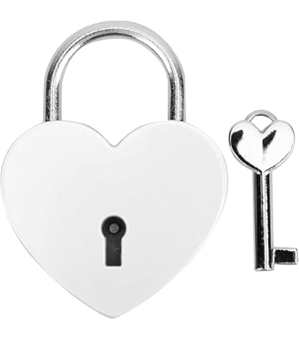 【VAULTROOM】PADLOCK KEY HANGER / Silver Treasure Chest Padlock, Heart Shaped Metal Lock Colorful Diary