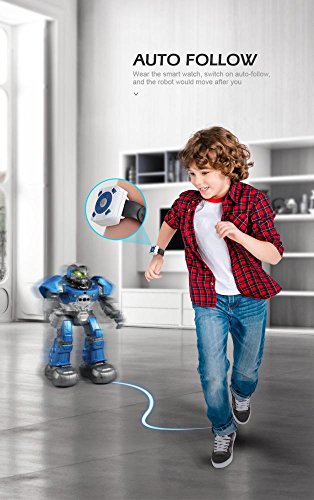 Jeeke Intelligent Robot, Remote Controller Or Smart Watch Control Auto-follow Dancing Toys for 8+ Year Old Boys with LED Flashing Lights (Blue, 10.8x7.87x3.74inch) - Thumbnail 2