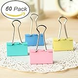 Set of 60 - ZICOME Cute Lovely Spring-Loaded File Organizer Paper Holder Metal Binder Clips, Assorted Colors