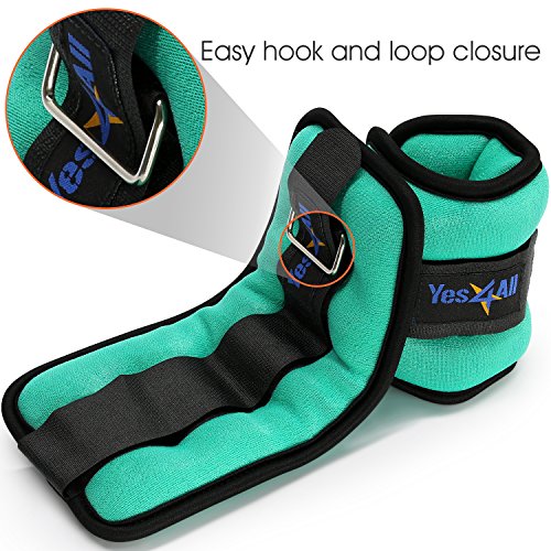 Yes4All Set of 2 Ankle Weights / Wrist Weights with Adjustable Strap - Perfect for Walking, Fitness, Cardio Exercise (3 lbs, Lime Green)