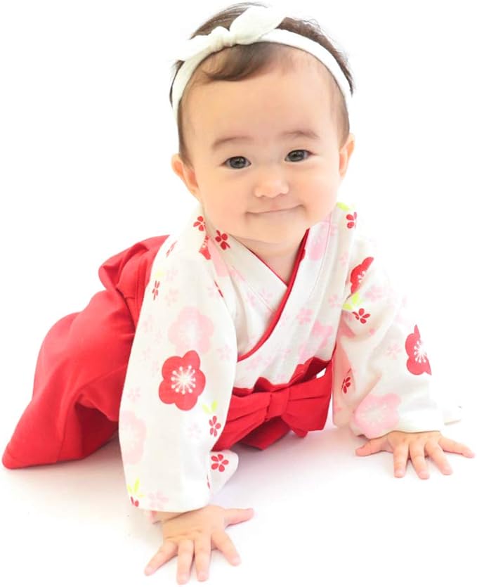 Amazon Co Jp Mayfeel メイフィール お食い初め 出産祝い お宮参り ベビー 着物 袴 ロンパース カバーオール 女の子 赤色 70cm 服 ファッション小物