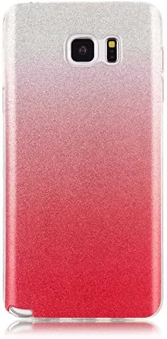 DENDICO Case for Samsung Galaxy Note 5, Silicone Case with Glitter Gradient Design Galaxy Note 5 Shockproof Slim Skin Case Flexible TPU Bumper Cover - Red