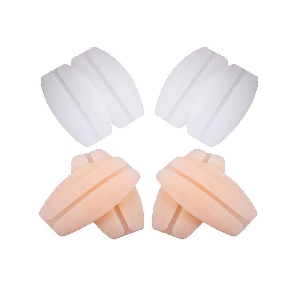Photo 1 of 4 Pairs Silicone Bra Strap Cushions Holder Non-Slip Shoulder Pads Ease Shoulder Discomfort (2 Pairs White+2 Pairs Nude)