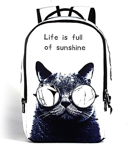 Women School Bag 3D Cartoon Cat School Backpack Bag for Girls Printing Backpack Travel Bags (black)