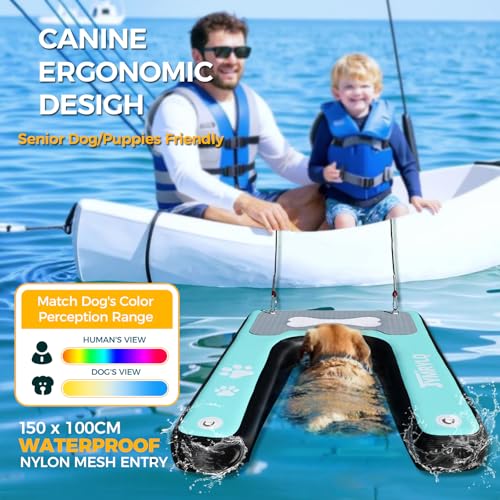 SERMEJO Cani Rampa Gonfiabile Rampa per Cani Piscina 150x100 cm Hundeboot Schwimminsel per Hunde Catzen fino a 100 kg Fluss Seen
