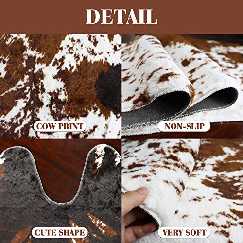 Purp Pie Faux Cowhide Rug Large (4.6ft x 6.6ft)Brindle Tricolor Cow