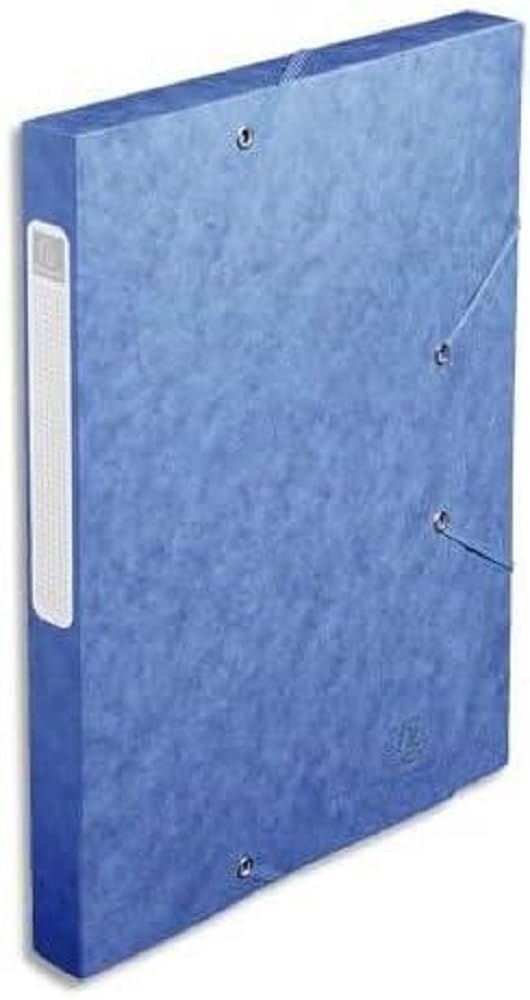 Exacompta - Ref 18505H - Cartobox Pressboard Filing Box - 25 x 33cm, Suitable for A4 Documents, Elastic Straps on 2 Corners, 25mm Spine, FSC-Certified - Blue