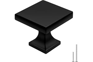 homdiy 6 Pack Cabinet Door Knobs Black Kitcehen Cabinet Hardware Square Cabinet Door Knobs for Dresser Drawers