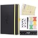 Dotted Grid Notebook/Journal - Dot Grid Hard Cover Notebook, A5, Premium Thick Paper with Fine Inner Pocket, Black Smooth Faux Leather, Back Pocket