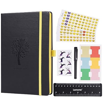Dotted Bullet Journal/Notizbuch- Lemome Nummerierte Seiten Hardcover A5 Notizbuch mit Stift Halter - PREMIUM Dickes Papier + 