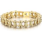 18k Gold Men's Chain Cool Hip-Hop Bracelet, Tough Guy Bracelet, Hardcore Mechanical Style,Male Charm,Punk Style, Birthday, Christmas, Thanksgiving And Other Holiday Gifts