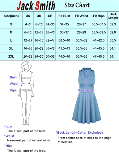 JACK SMITH Women\'s Athletic Dress UPF 50+ Golf Tennis Dresses for Women with Built-in Bra & Shorts Quick Dry XL Blue