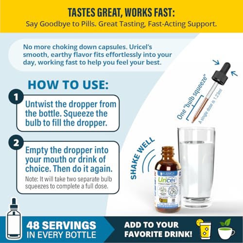 Uricel - Advanced Uric Acid Support & Cleanse Supplement - Liquid Delivery for Better Absorption - Tart Cherry, Chanca Piedra, Celery Seed, Turmeric & More!