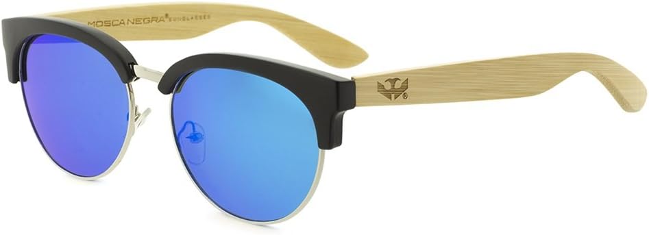 Wood Glasses Fly Black Model Mix Metal Omega Blue Polarized – Wood Sunglasses