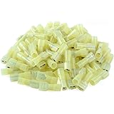 XHF 12-10 AWG Nylon Female Spade Connectors Quick Disconnect Wire Terminals Insulated Wire Crimp Connectors 100 Pcs Yellow