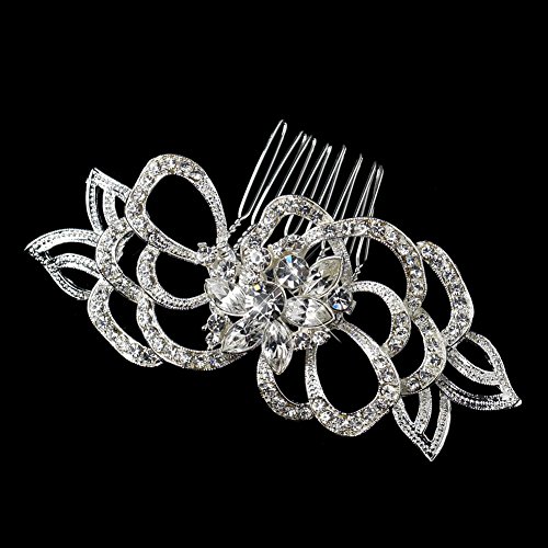 Martina Flower Rhinestone Petal Special Occasion Hair Wedding Bridal Special Occasion Comb
