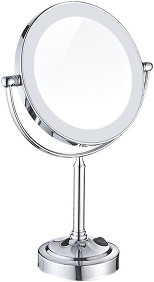 Espejo de maquillaje con luz LED de doble cara con espejo iluminado