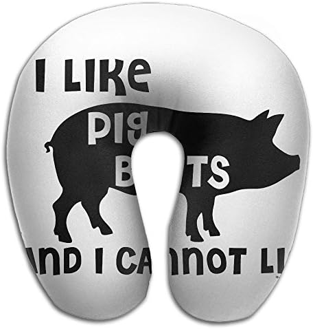 Lesi Yes U-Shape Neck Pillow Memory Foam Soft I Like Pig Butts Indoor Outdoor Travel Airplane Car Office School