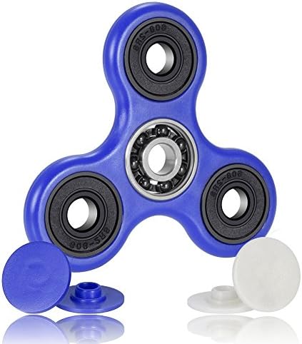 FSOrbit - Fidget Spinner Tri-Spinner Toy Premium Hybrid Ceramic si3n4 Bearing Perfect for ADHD, Anxiety, and Boredom Figets - EXTRA CAPS (BLUE)