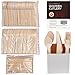 Disposable Wooden Cutlery Set. 250 Pieces: 100 Forks, 100 Spoons, 50 Knives. 6.25