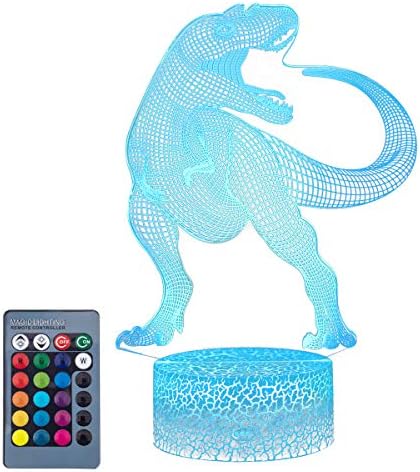 Koyya 3D Dinosaur Night Light Decorative LED Bedside Desk Table Lamp 3D Illusion Light - USB Power/7 Colors Changing/Touch Switch for Kids Room Birthday Gifts Toys Boys Child