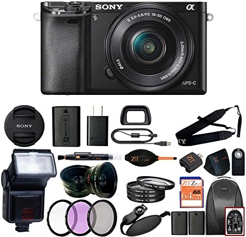 Sony Alpha a6000 Mirrorless Digitial Camera 24.3MP SLR Camera with 3.0-Inch LCD (Black) (16-50mm, Advanced Kit)