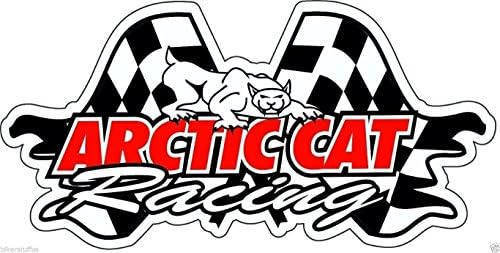 Arcti Cat Racing Windshield Bumper Sticker Decal Helmet Sticker Decals With White Background Vinyl - Made in USA 4 in. x 2 in.