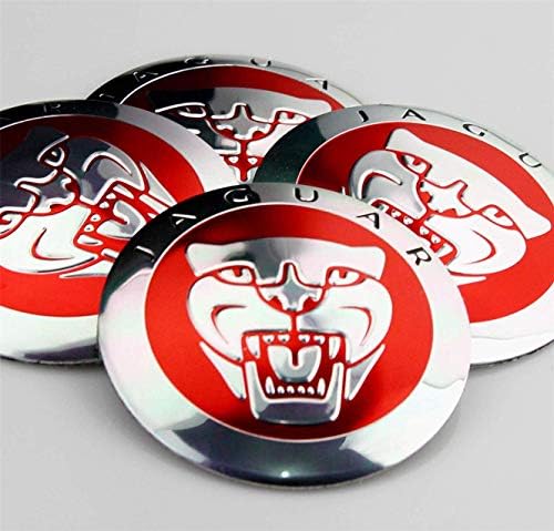 okokk90909o 56mm Red Growler JAGUAR Wheel Centre Cap Emblems Tin Badges Stickers x4