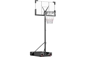 OLOEY Basketball Hoop Outdoor, 10FT Height Adjustable 45 Inch Shatterproof Backboard Portable Basketball Hoops Goals System with 2 Wheels for Backyard/Driveway/Indoor/Court