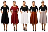 DBG Women's Three Quarter Sleeves Round Neck Polyester Dress