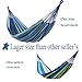 ONCLOUD Extra Long and Wide Double Hammock for Travel Camping Backyard, Porch, Outdoor or Indoor Use, Carrying Pouch Included (Blue/Green Stripes)