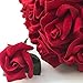 Red Velvet Silk Rose Bouquet (24 Roses) - Silk Bridal Wedding Bouquet and Matching Boutonniere - Valentines Day Christmas Wedding Flower Package