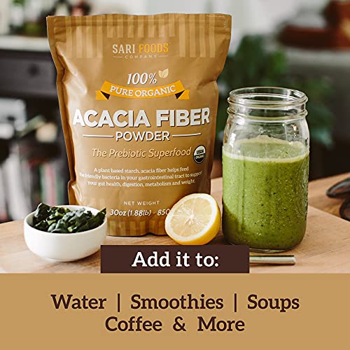 Organic Acacia Fiber Powder (30 Ounce) Natural, Whole Food, Plant