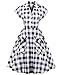 Women's 1950s Vintage Cap Sleeve V Neck Plaid Swing Dress with Pockets