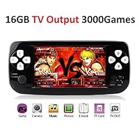 MJKJ Handheld Game Console , Portable Video Game Console 4.3 Inch 3000 Classic Retro Game Console Pap-KIII , Support GBA / GBC / GB / SEGA / NES / SFC / NEOGEO - Black