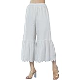 BEAUTELICATE Women Pettipants Half Slip Wide Leg Lace Trim Cotton Batiste Culotte Slip