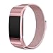 UMTELE for Fitbit Charge 2 Band, Milanese Loop Stainless Steel Metal Bracelet Strap with Unique Magnet Lock, No Buckle Needed for Fitbit Charge 2 HR Fitness Tracker Pink Gold Large