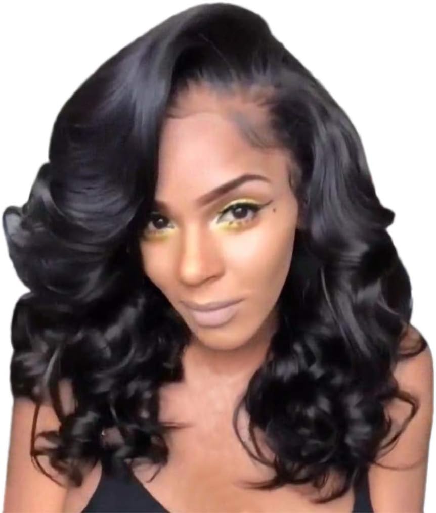 Iusun Short Curly Wigs,30CM Women's Full Front Black Wavy Heat Resistant Synthetic Hair Cosplay Costume Daily Party Anime Hair Wig High Temperature Fiber - Ship From USA (Black)