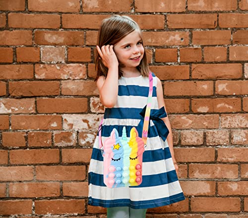 2 Pack Large Pop Purse bag, Fidget Shoulder Bags for Girls Women Gift, Pop Kids Purse Handbag for Birthday School Party Supplies.