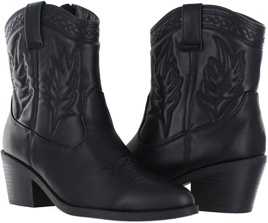 Urban Heel Women's Western Cowboy Ankle Boots