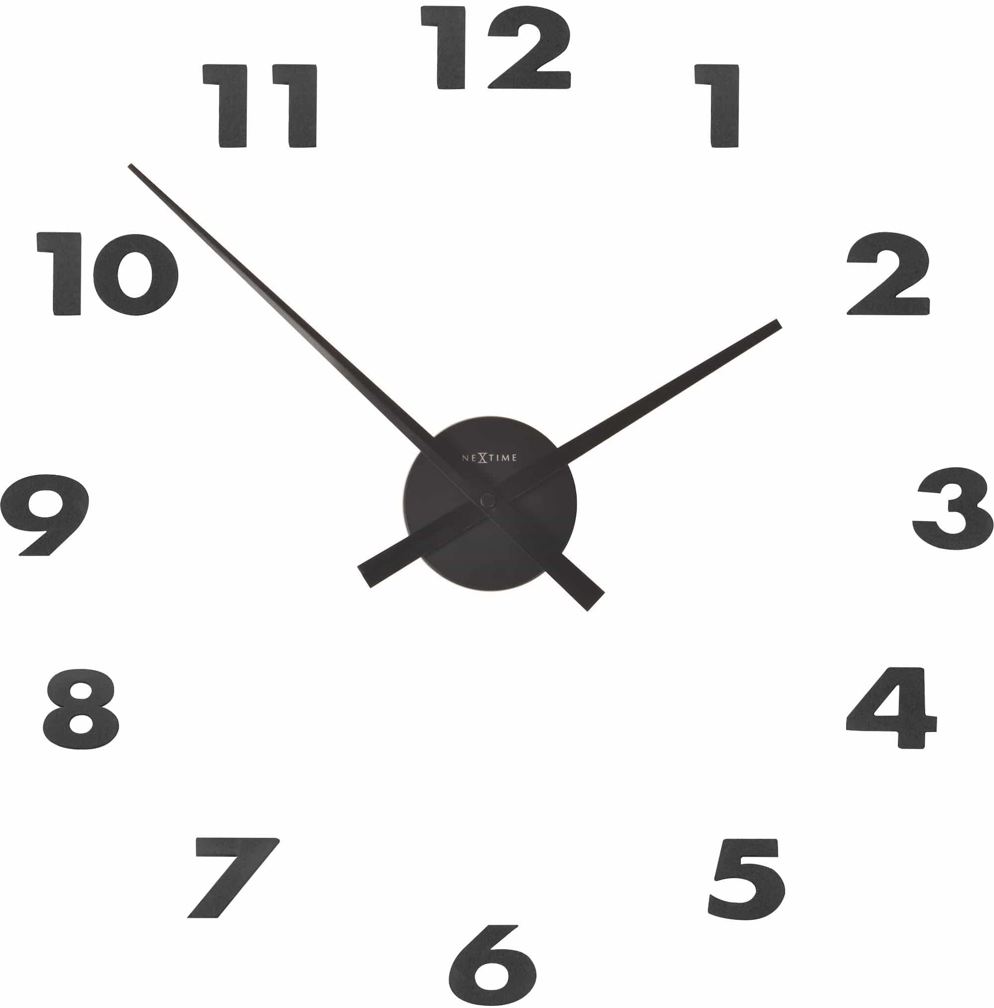 NeXtime wall clock "SMALL HANDS", hands made of aluminium, numbers to stick on, black