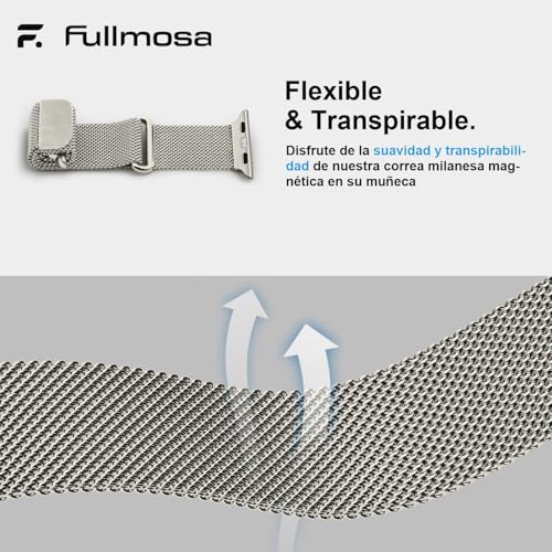 Fullmosa Correa Magnética Para Apple Watch 44mm 46mm 45mm 49mm,Starlight | Milanesa Pulsera de Repuesto Acero Inoxidable Loop para Ultra3/2/1 Series 11 10 9 8 7 6 5 4 3 2 1 SE3/2/1 para Mujer Hombre