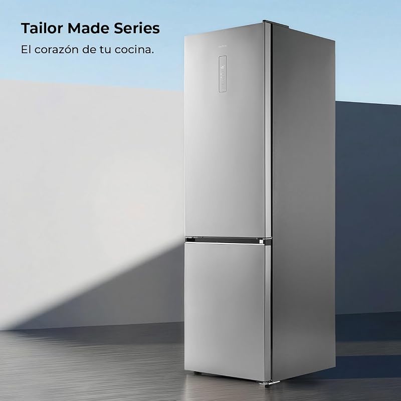 Bolero CoolMarket Combi 405 WL Elite Inox D. Total NoFrost Combi Frigorífico D. 200 cm de altura, 60 cm de largura, Classe D, arrefecimento MetalFlex, Fresh Flex, interior em cinzento Elite, Inox
