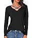 CPOKRTTWSO Criss Cross Front Deep V-Neck Long/Short Sleeve Shirt Women Tees Tops