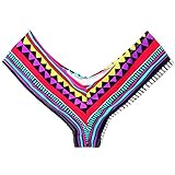 Topmelon Women's Brazilian V-style Bikini Bottom Swimwear (L, boho)