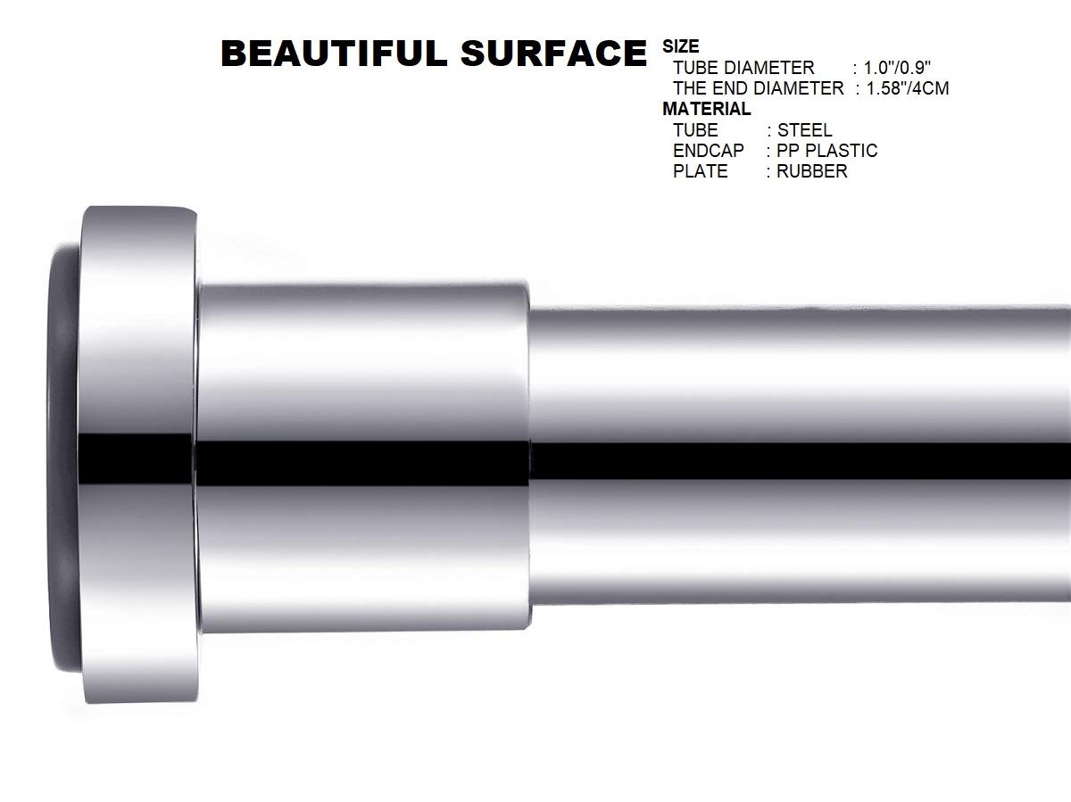 BRIOFOX Tension Curtain Rod 27-43 Inches, Rust-Resistance Shower Curtain Rod for Windows or Doorways, Chrome