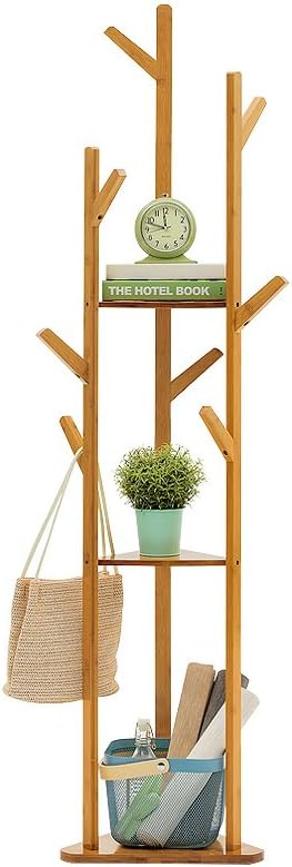 YQQ Simple Coat Rack Solid Wood Bedroom Hanger Floor-mounted Clothes Rack Storage Rack Simple Modern Flower Stand Balcony